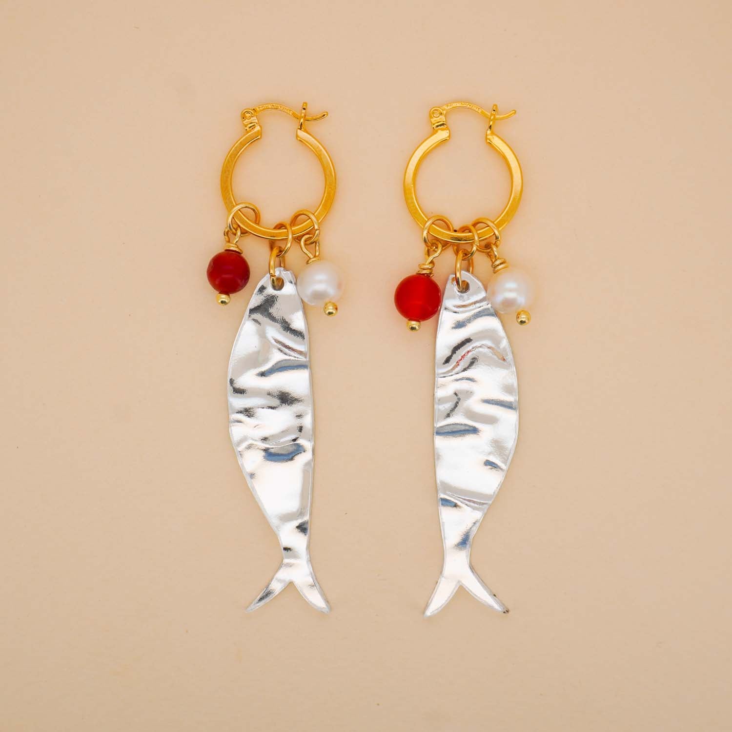 Sardine Hoop Earrings in Silver