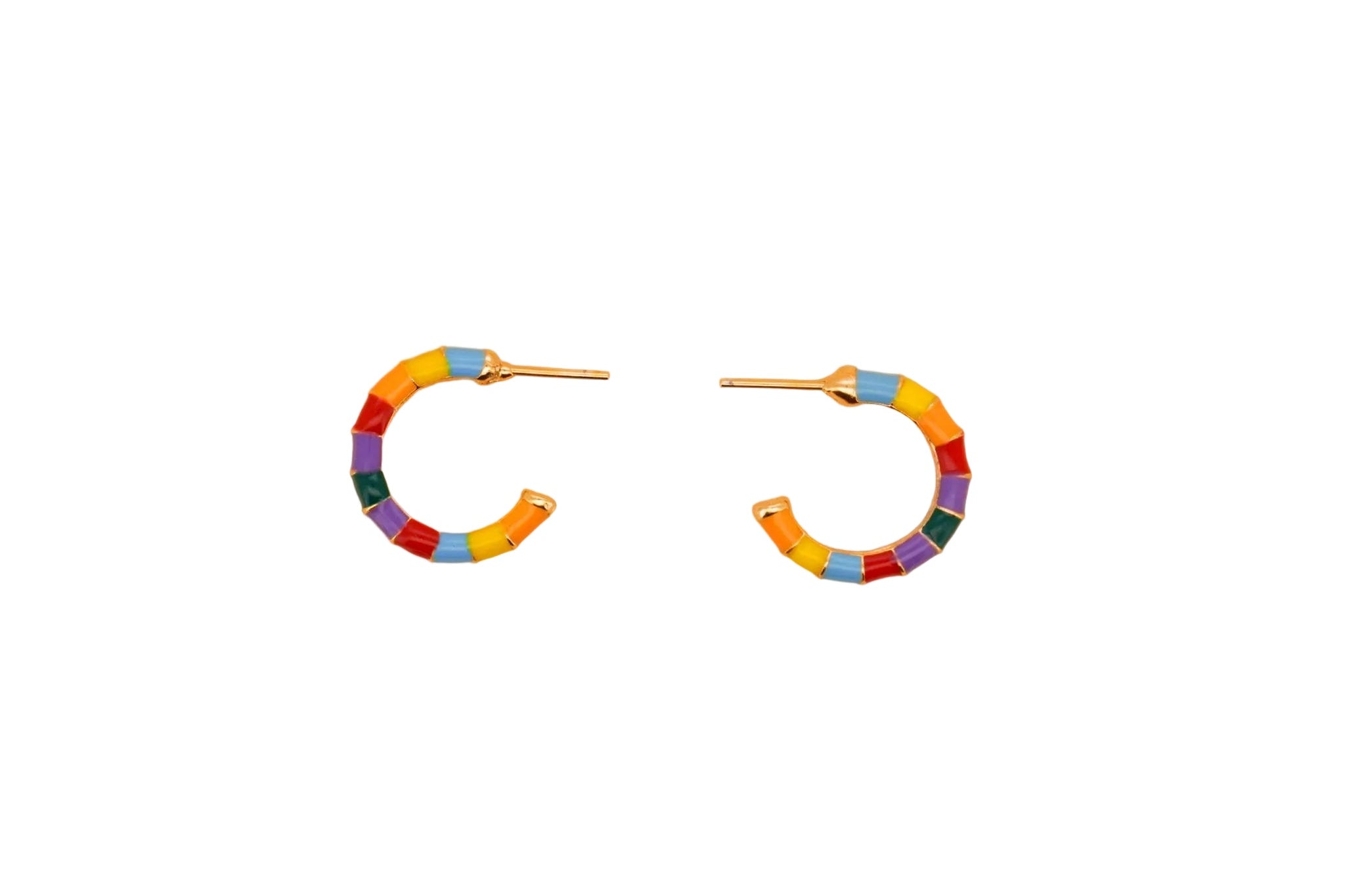 Rainbow Stripe Enamel Hoop Earrings
