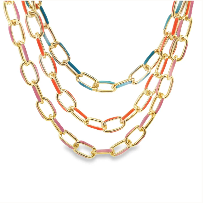 Gold Filled Enamel Chain Necklace
