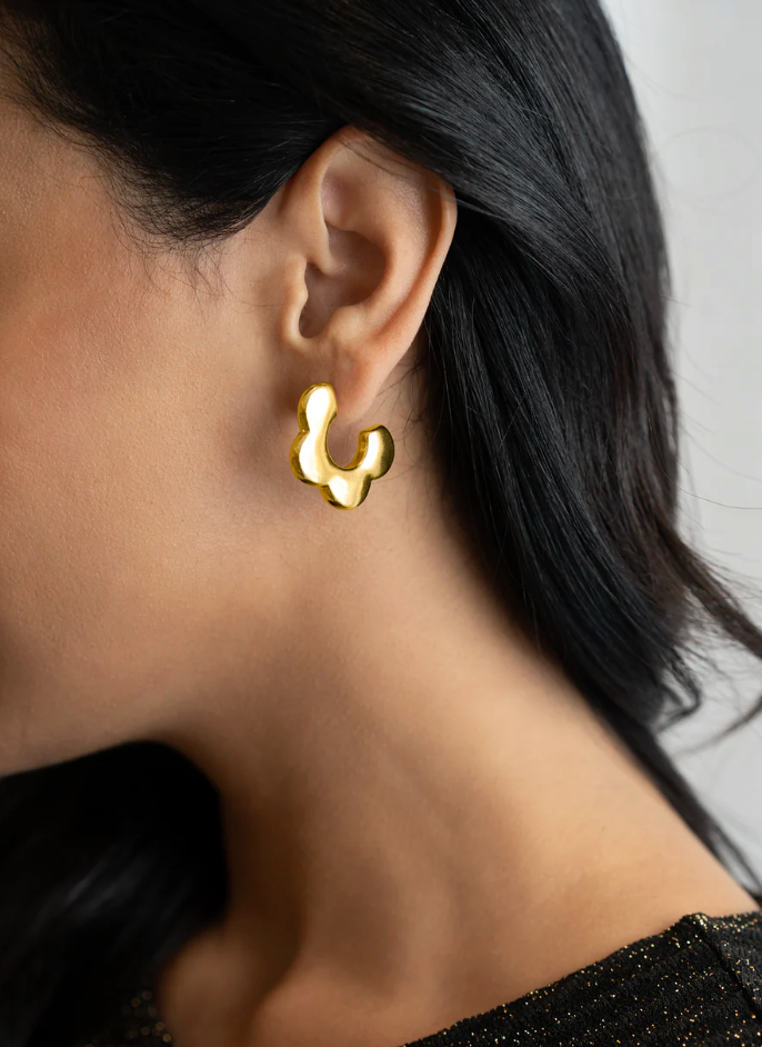 Plush Flower Hoop Earrings