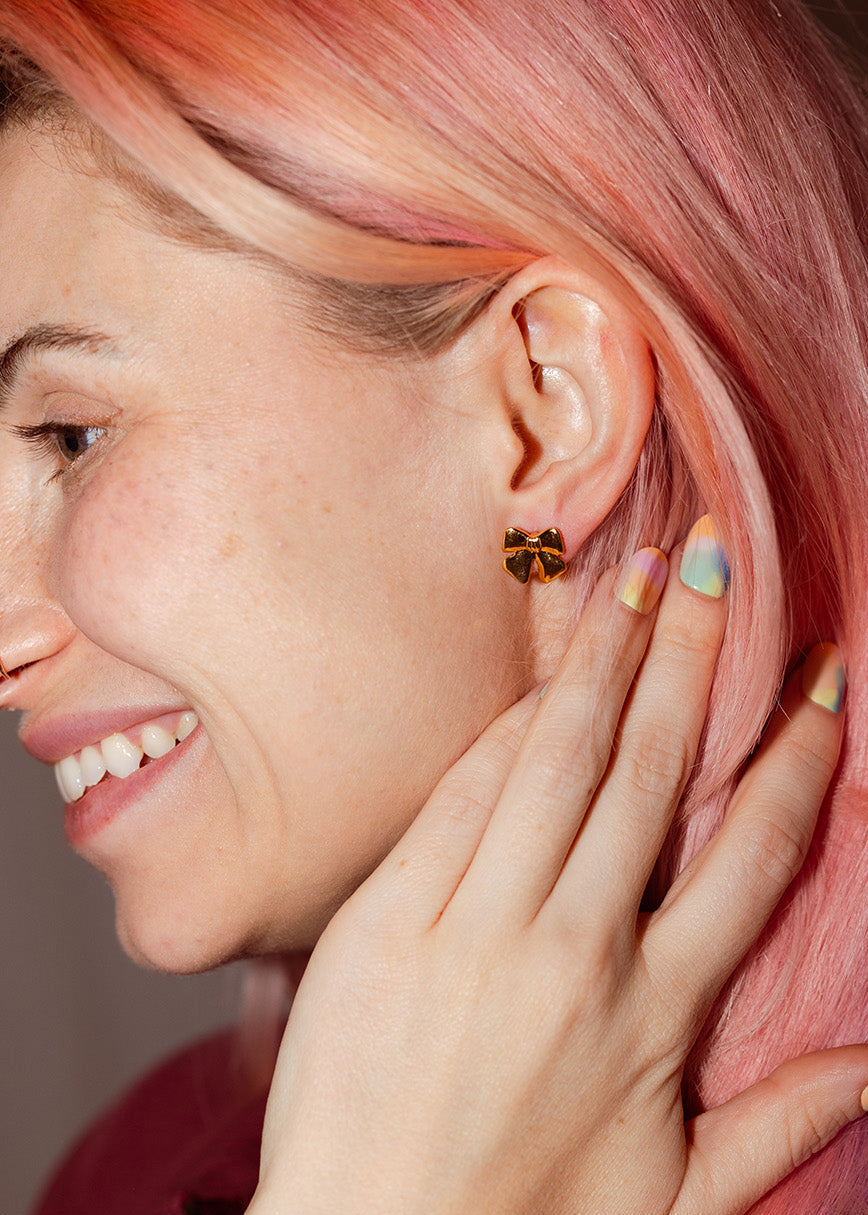 Ribbon Bow Stud Earrings