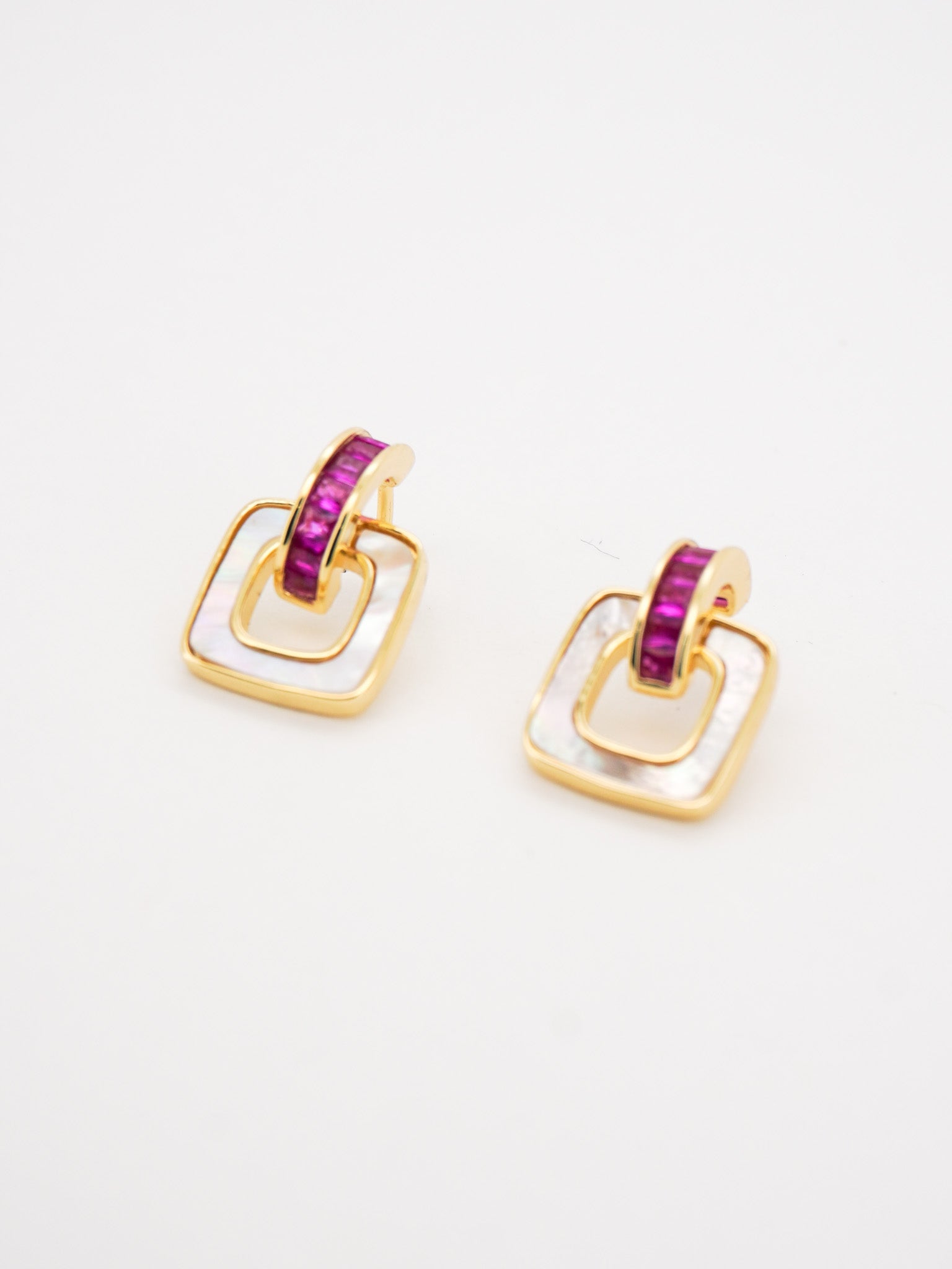 Mother of Pearl Square Stud Earrings