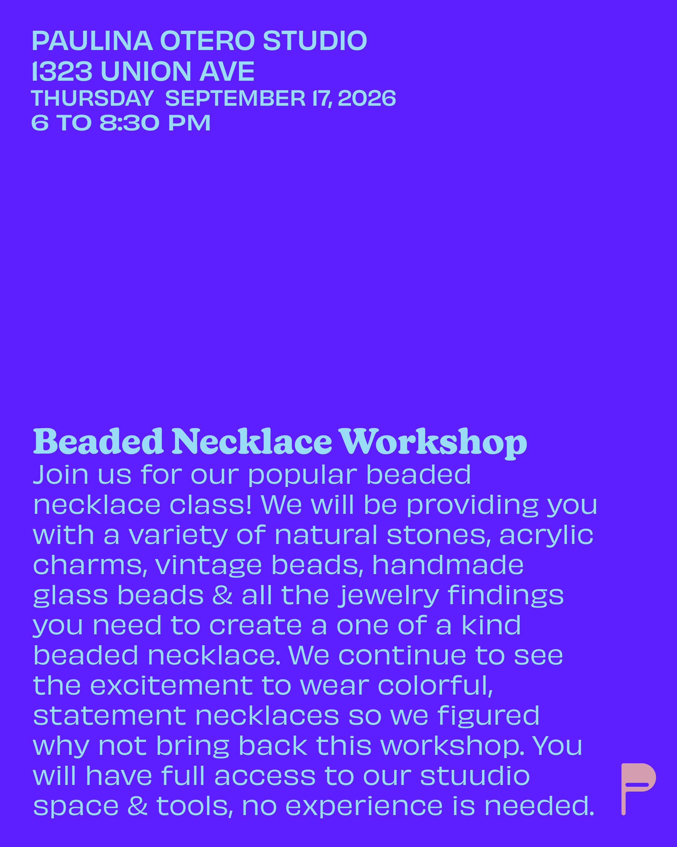 Beaded Necklace Workshop 09/17