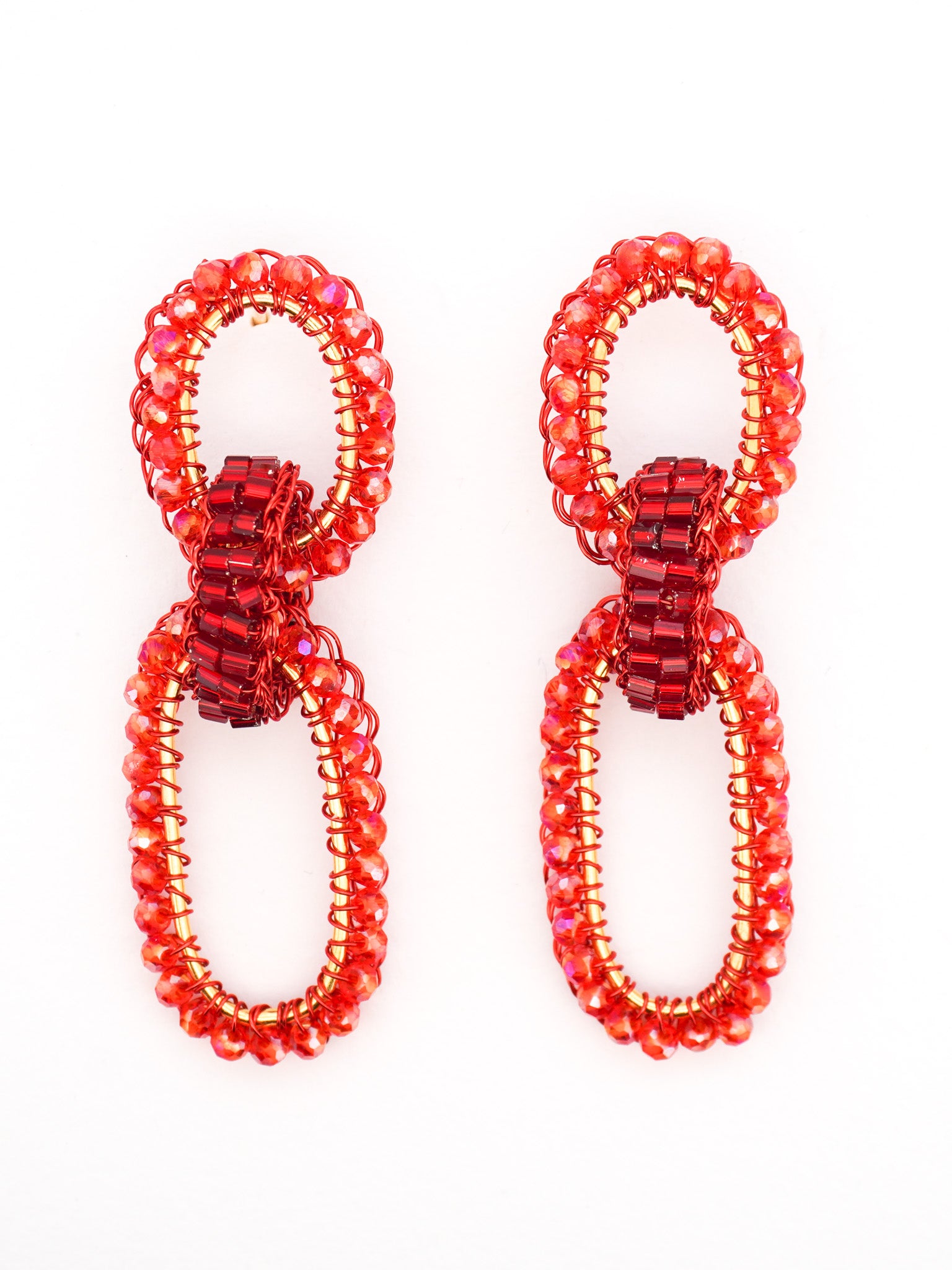 Red Urban Link Earrings