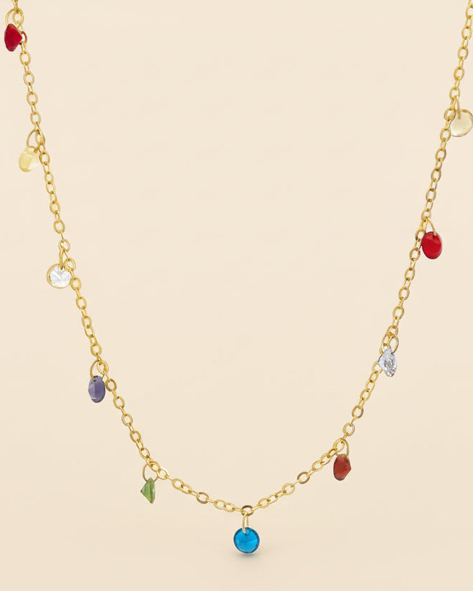 Dainty Rainbow Charm Choker Necklace