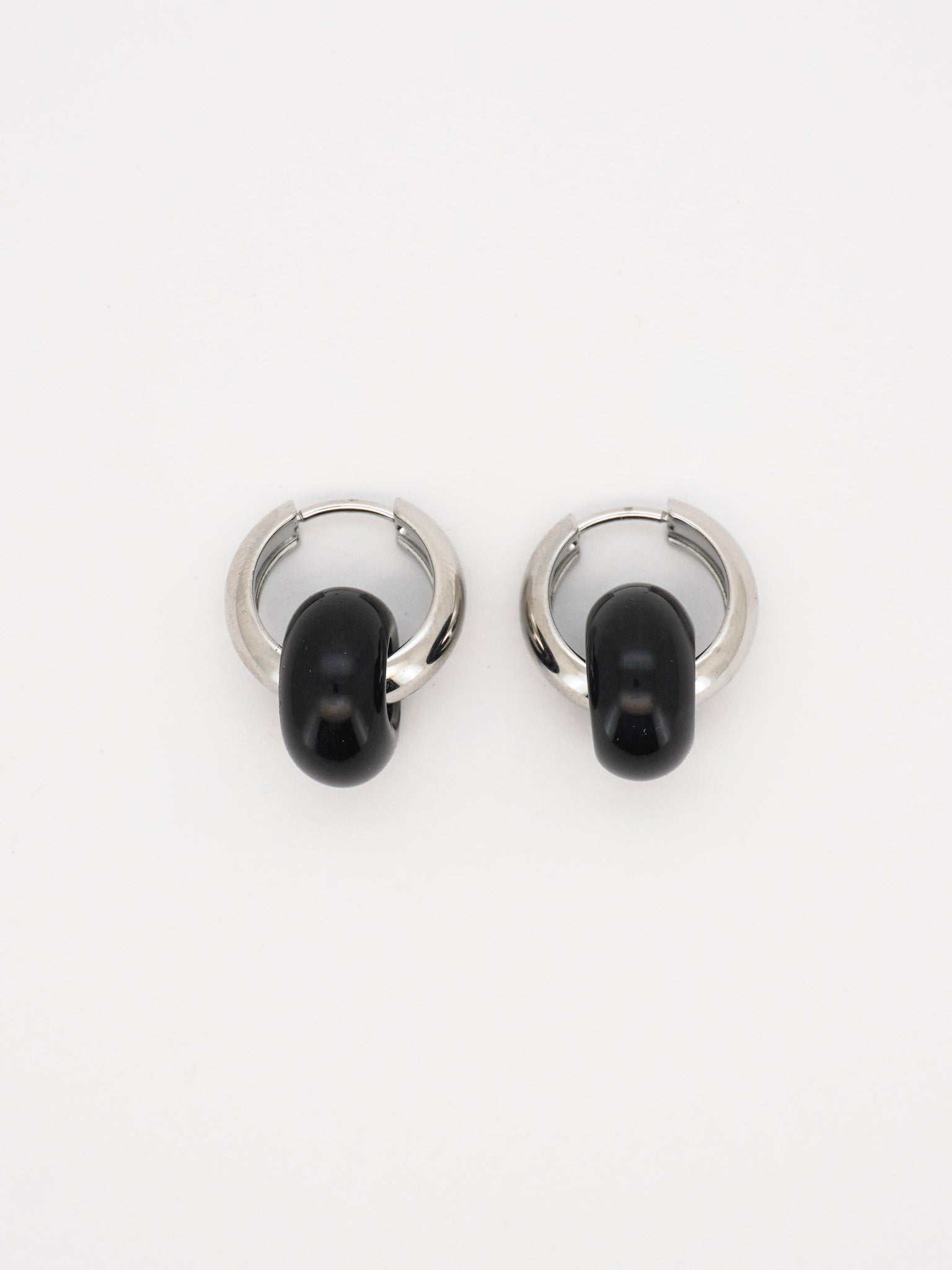 Stone Hoop Earrings in Agate