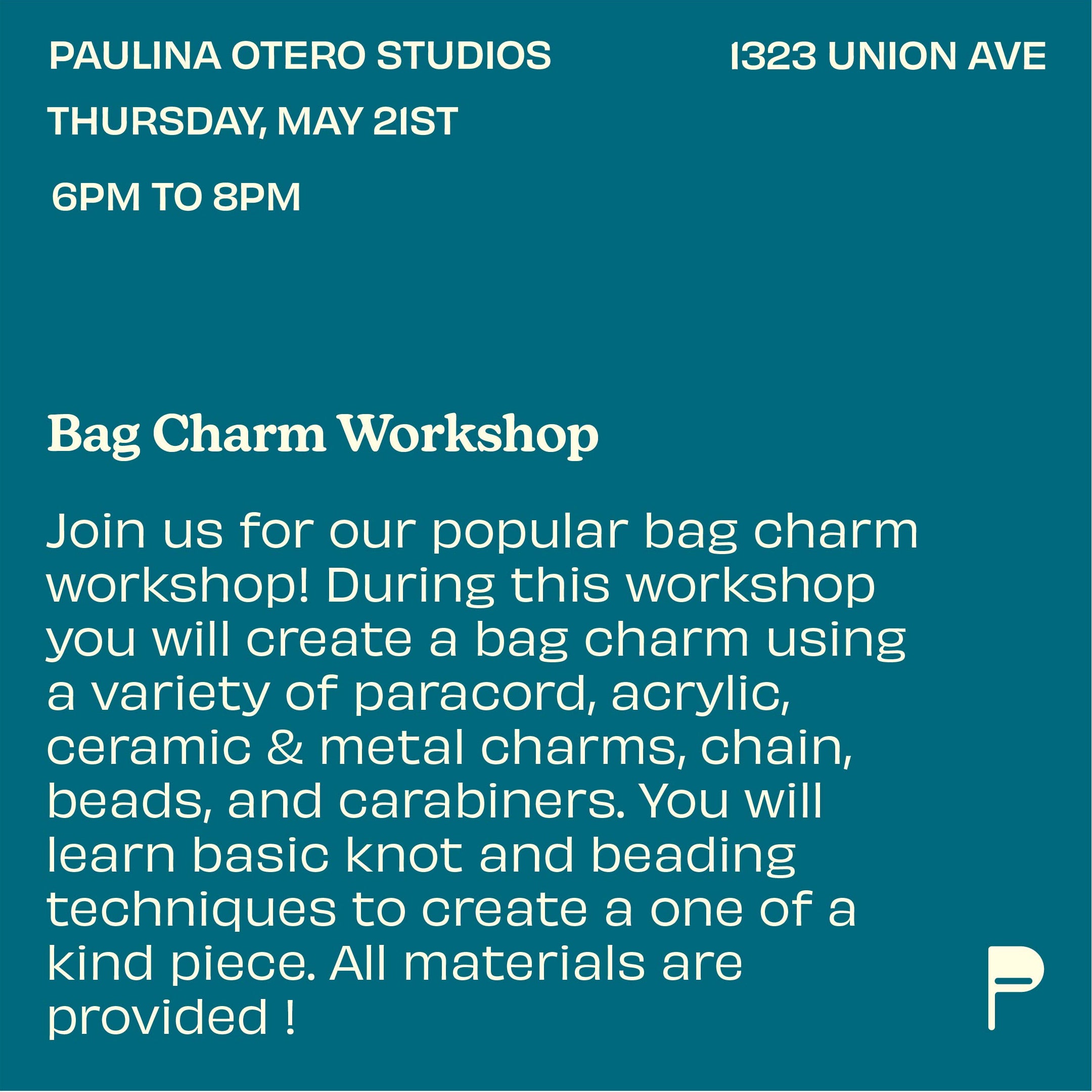 Bag Charm Workshop  05/21