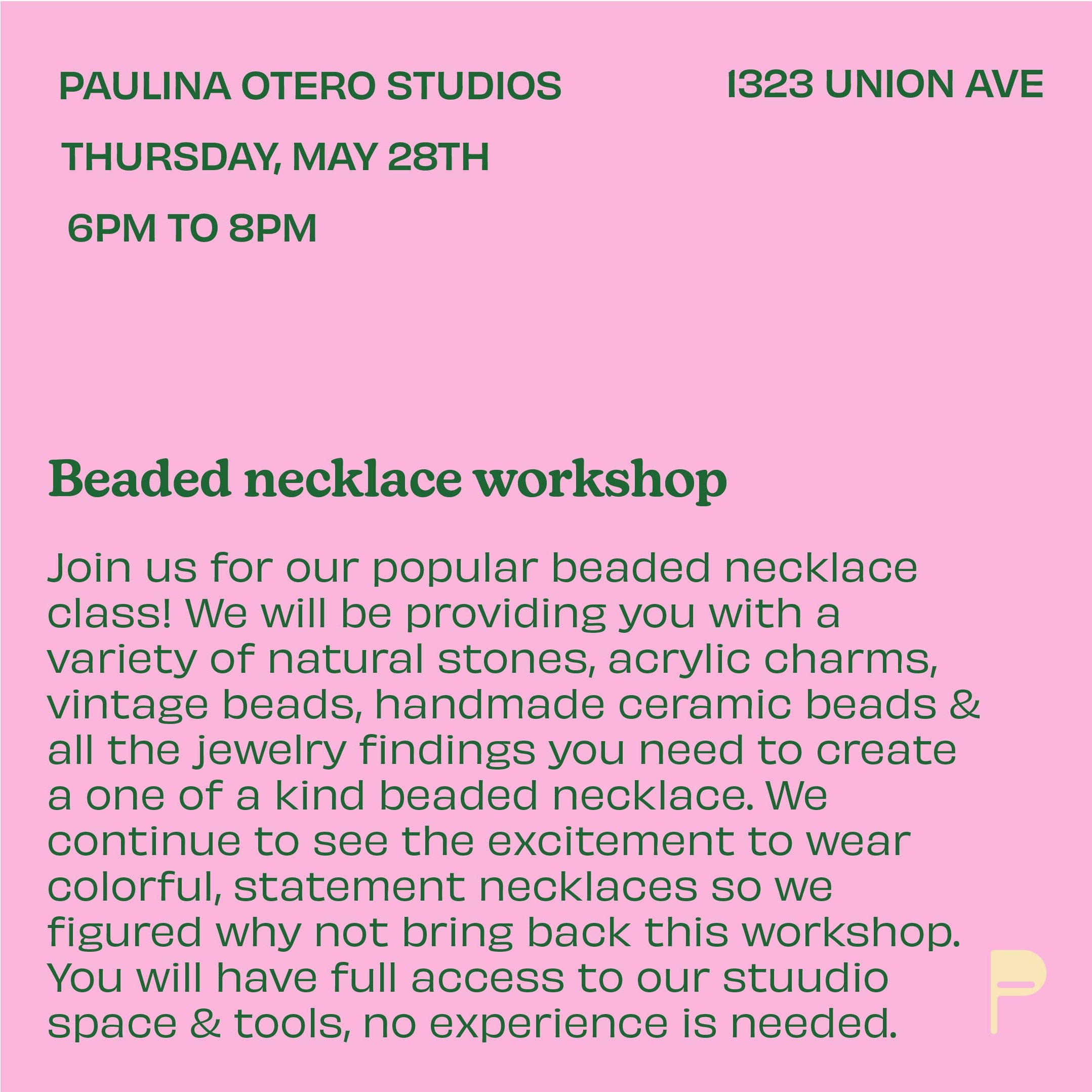 Beaded Necklace Workshop 05/28