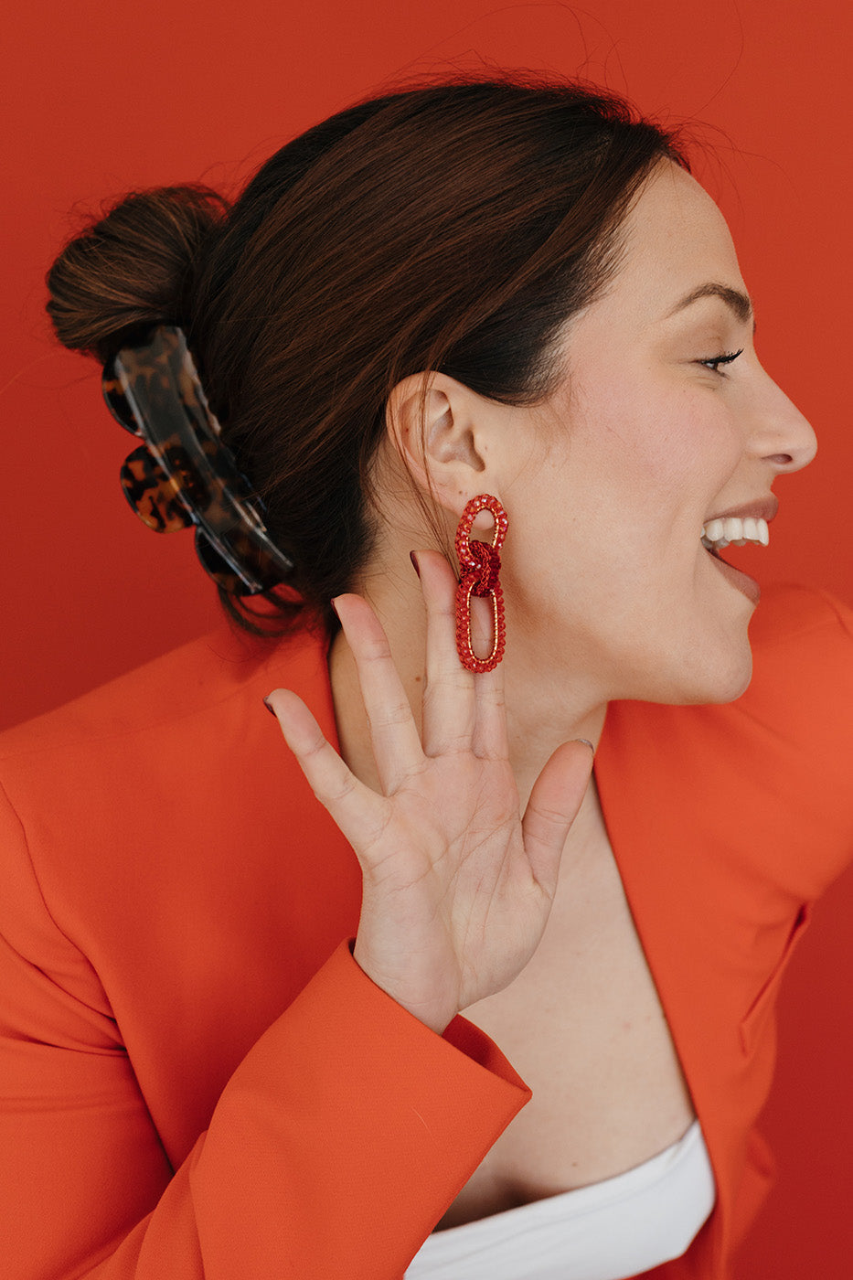 Red Urban Link Earrings