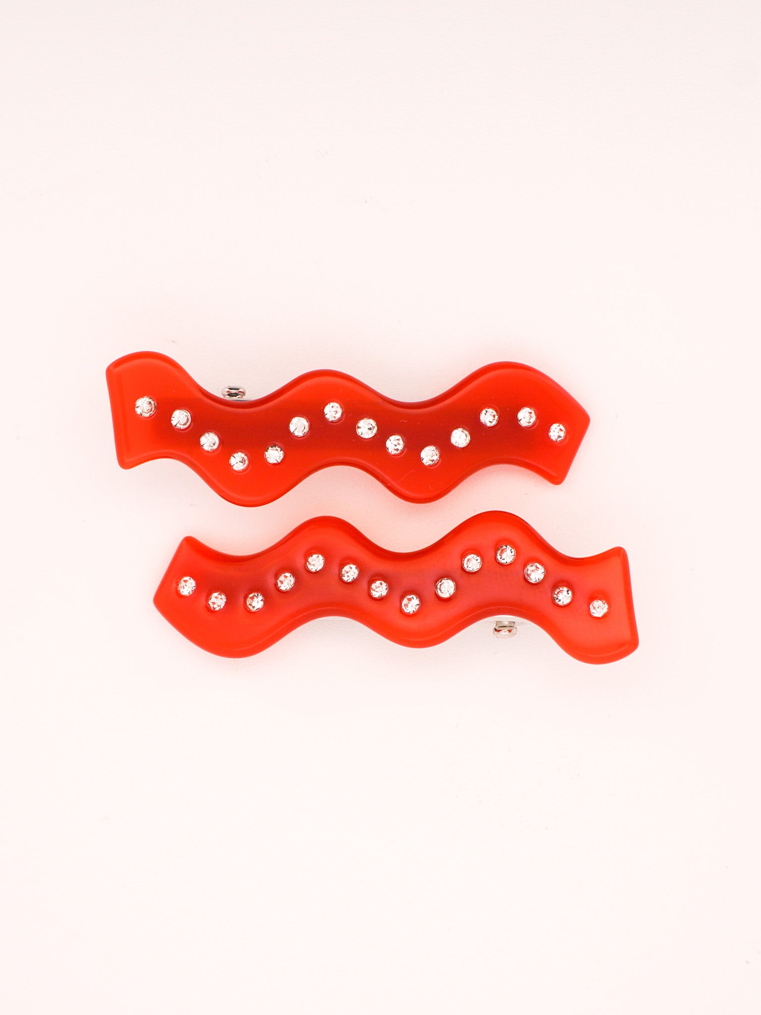Squiggle Clips in Sparkly Red