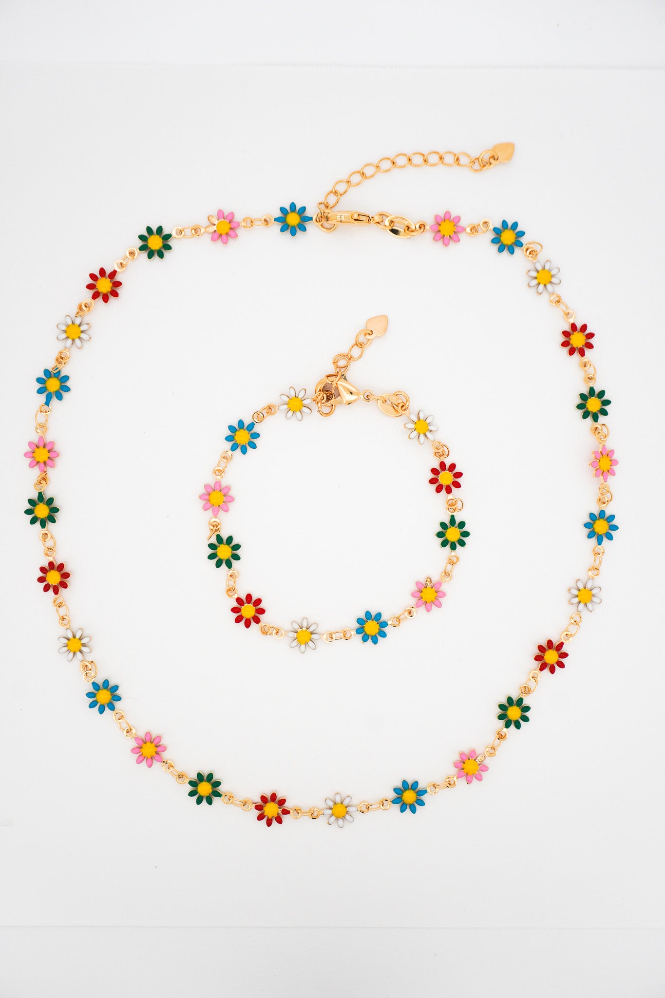 Colorful Enamel Flower Jewelry Set