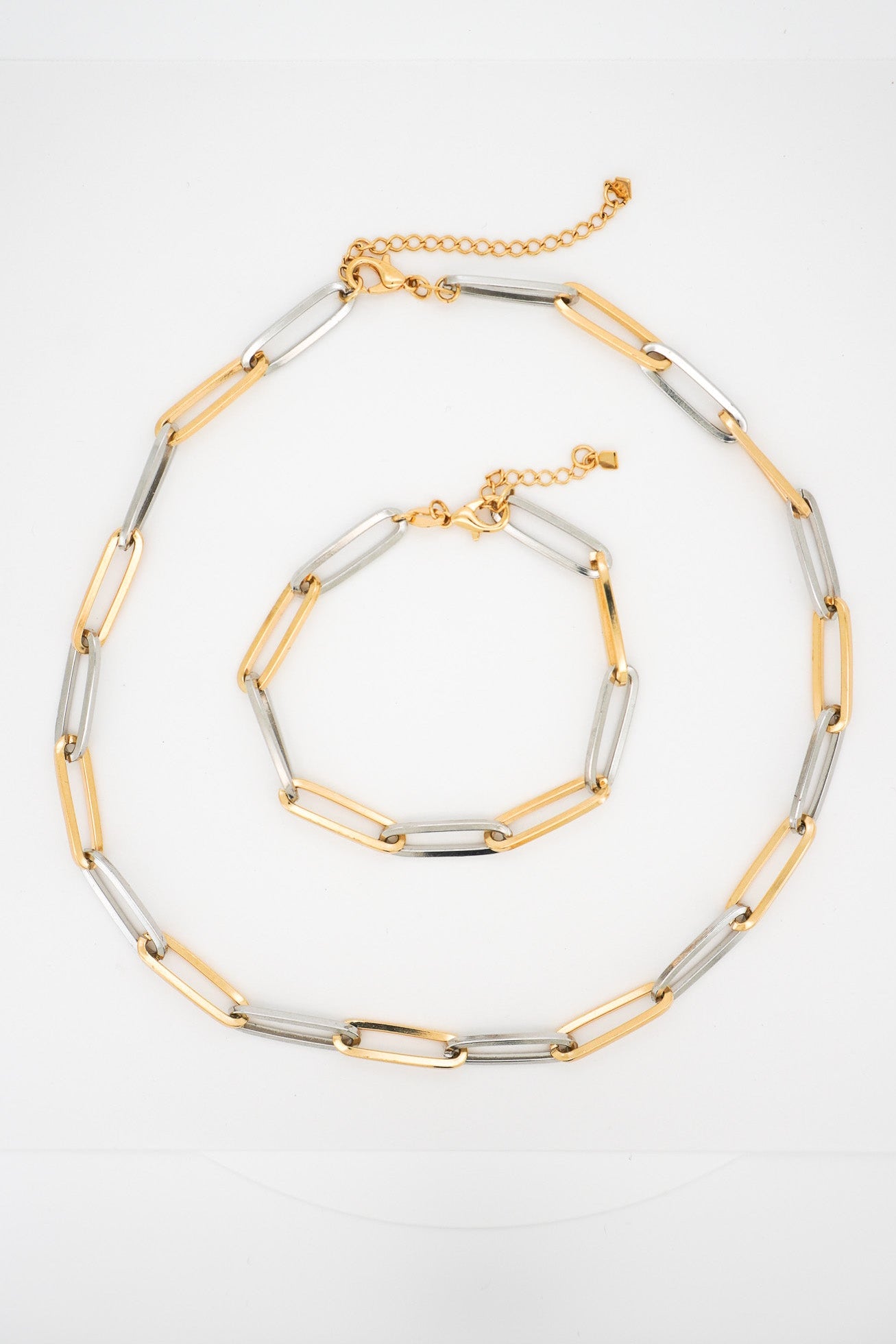 Mixed Metal Oval Clip Chain
