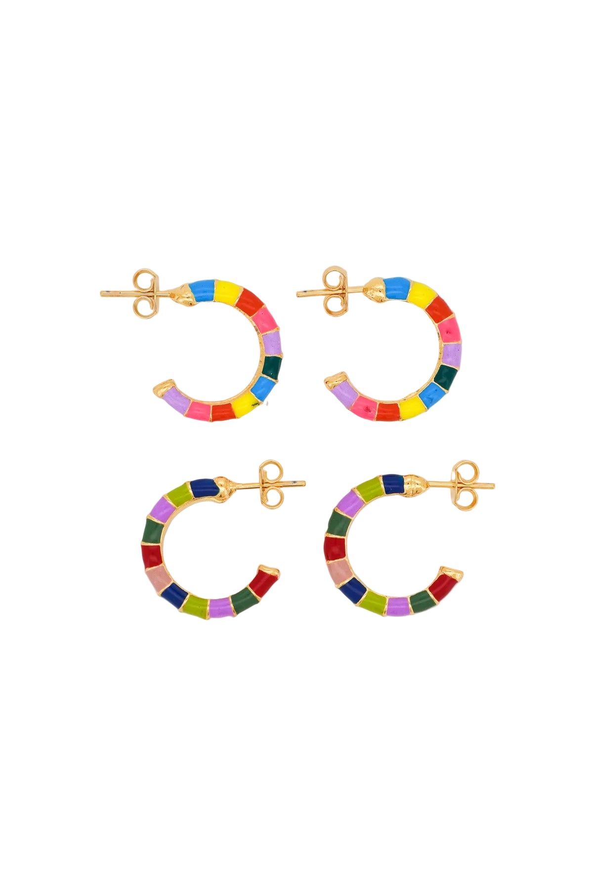 Rainbow Stripe Enamel Hoop Earrings