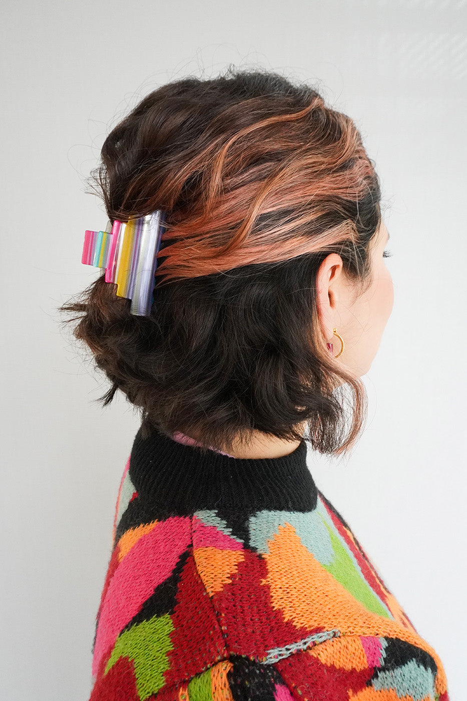 Pyramid Hair-Claw in Sunset Stripes