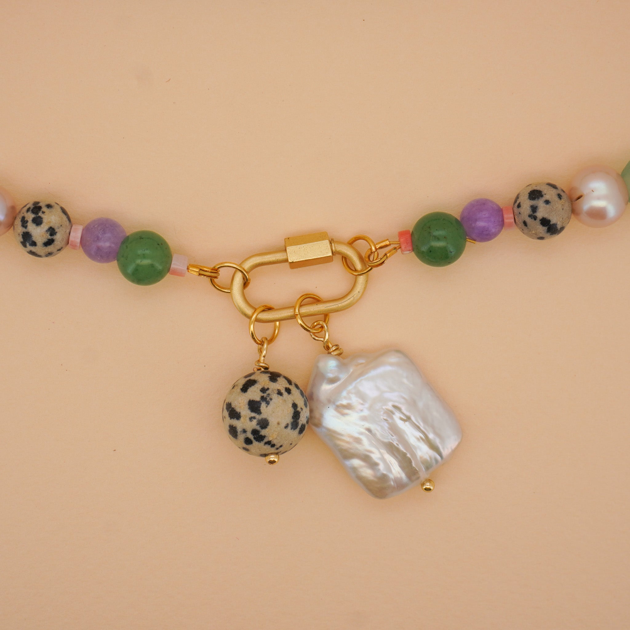 Square Baroque Pearl Necklace Charm