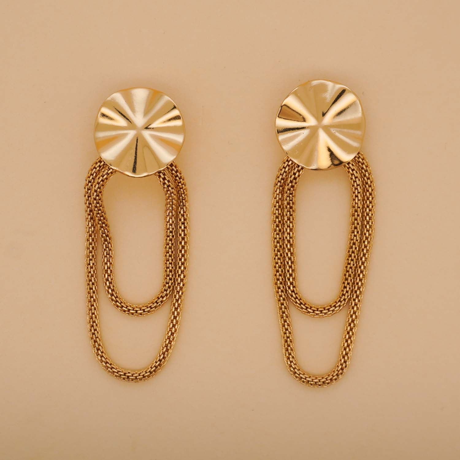 Circle Ribbon Chain Earrings