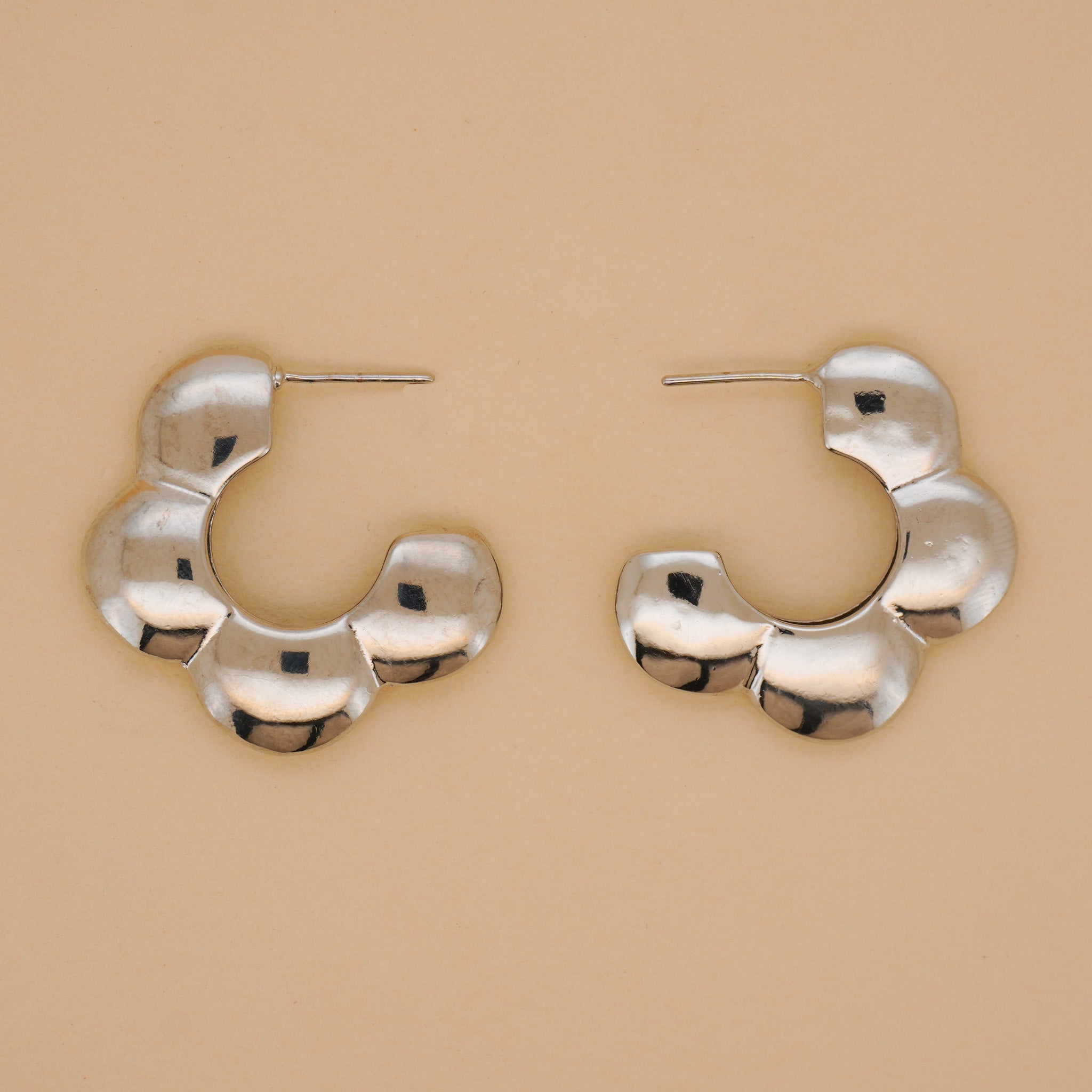 Plush Flower Hoop Earrings