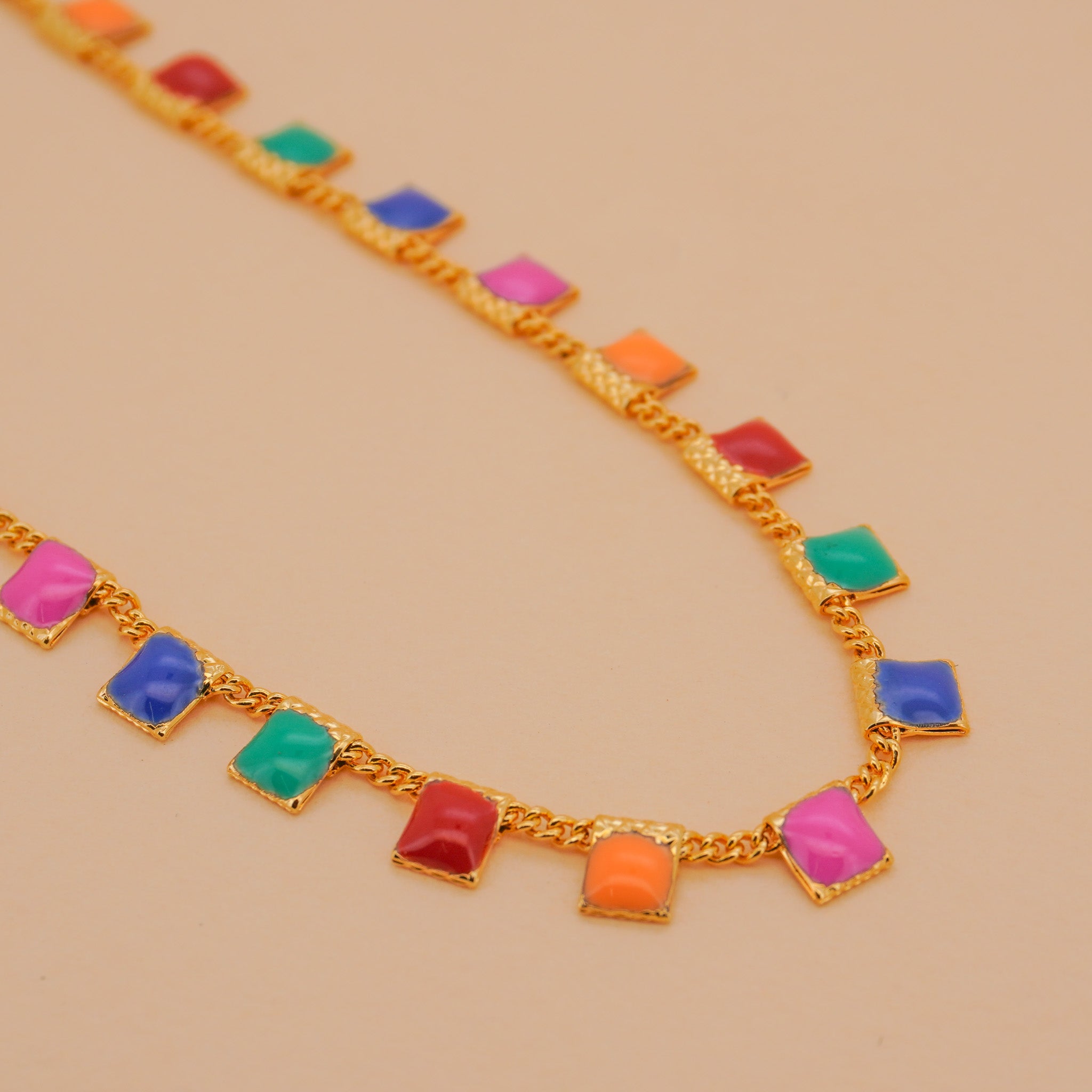 Square Enamel Choker Necklace