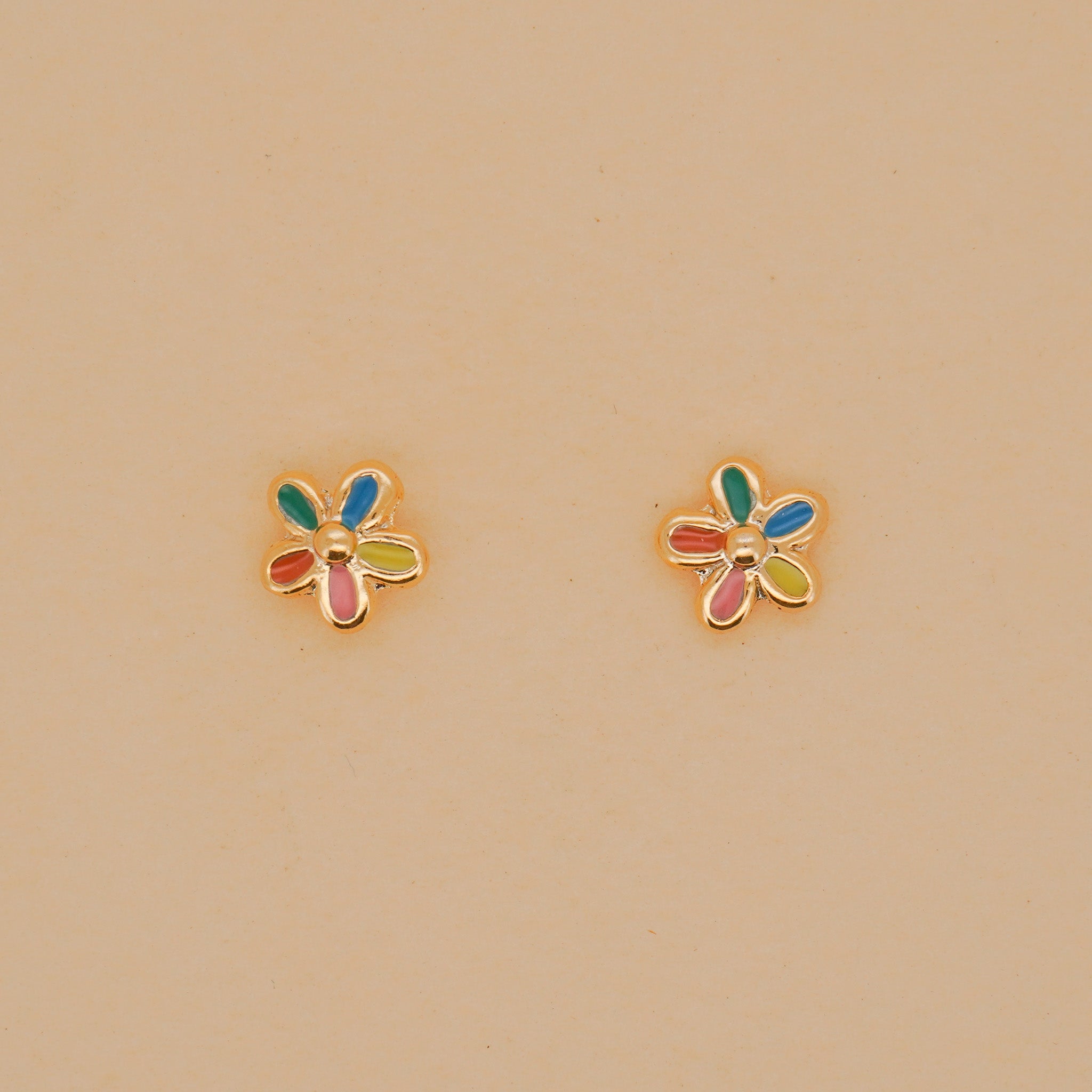 Multi-Color Flower Stud Earrings