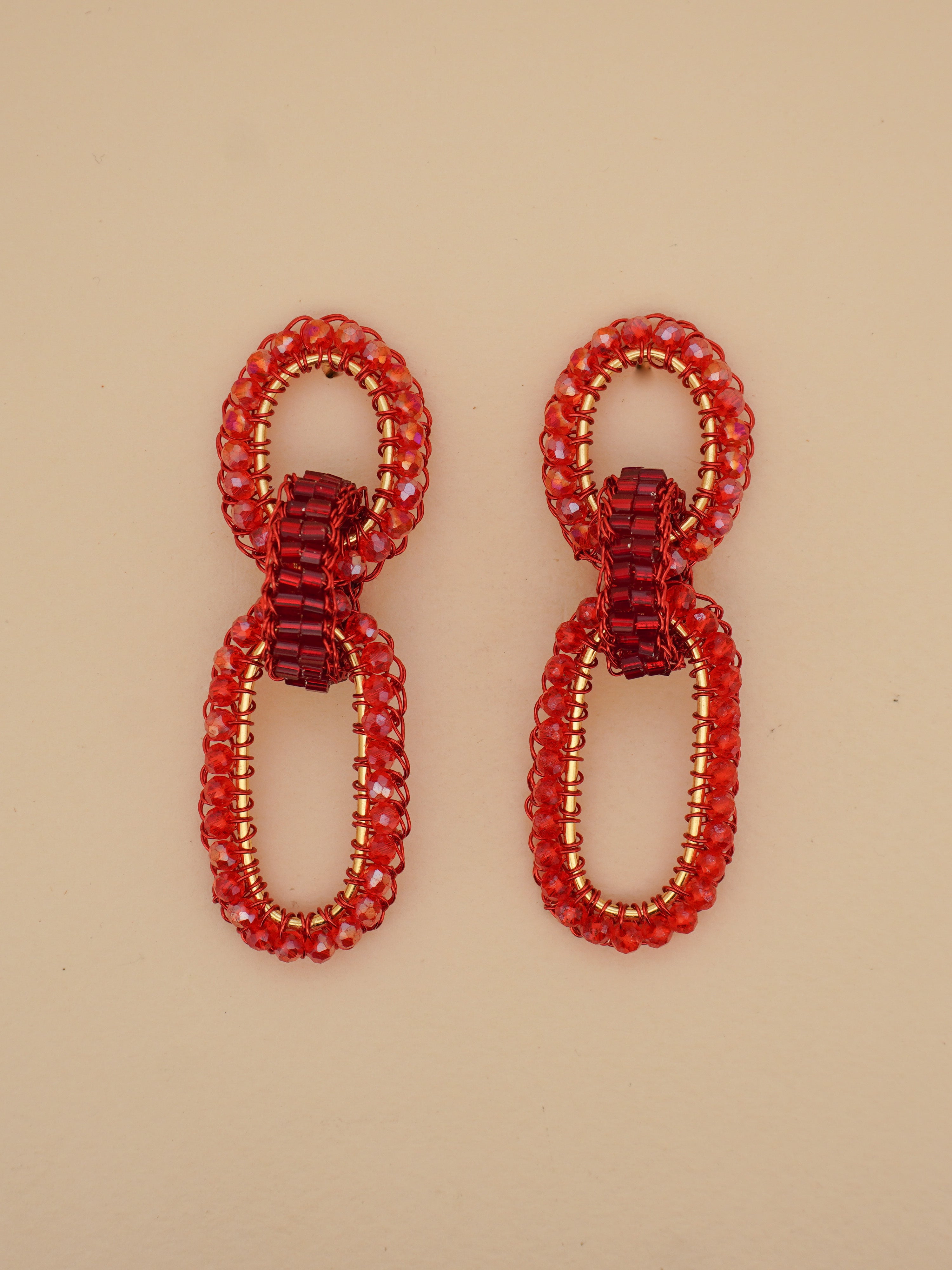 Red Urban Link Earrings