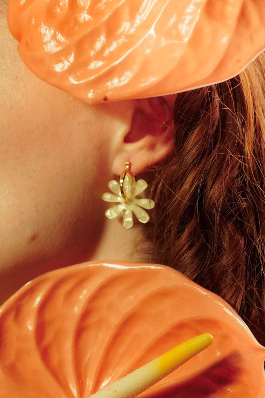Flower Hoop Earrings in Limoncello