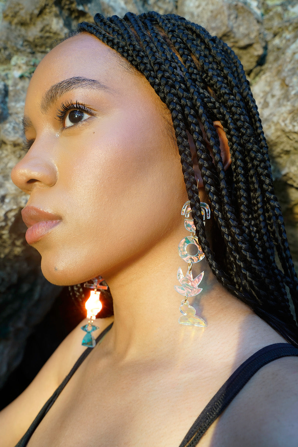 Mobile earrings in iridescent ripple