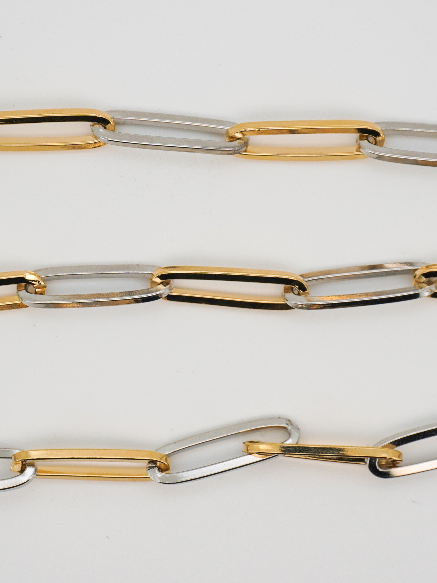Mixed Metal Oval Clip Bracelet