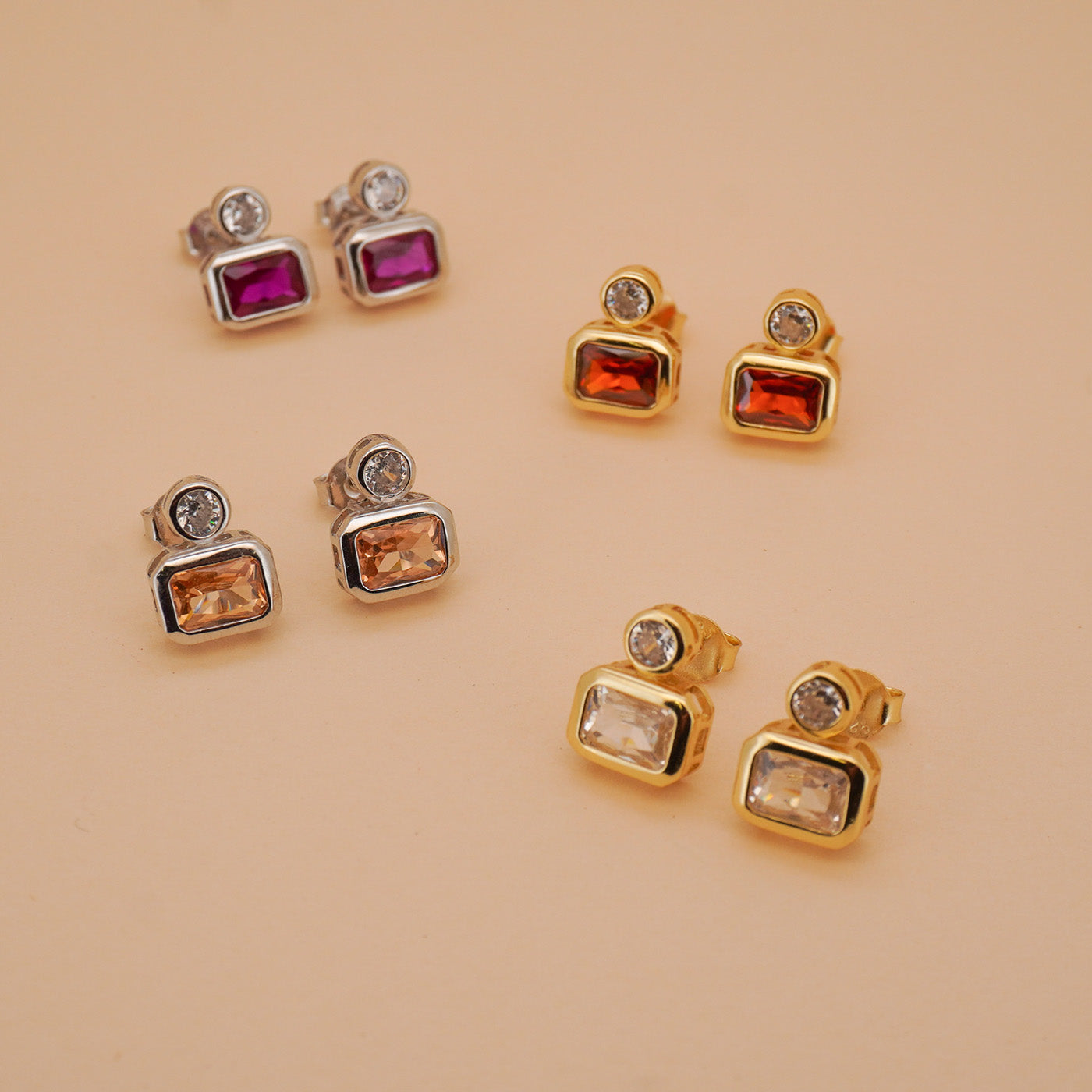 Shape Gem Stud Earrings