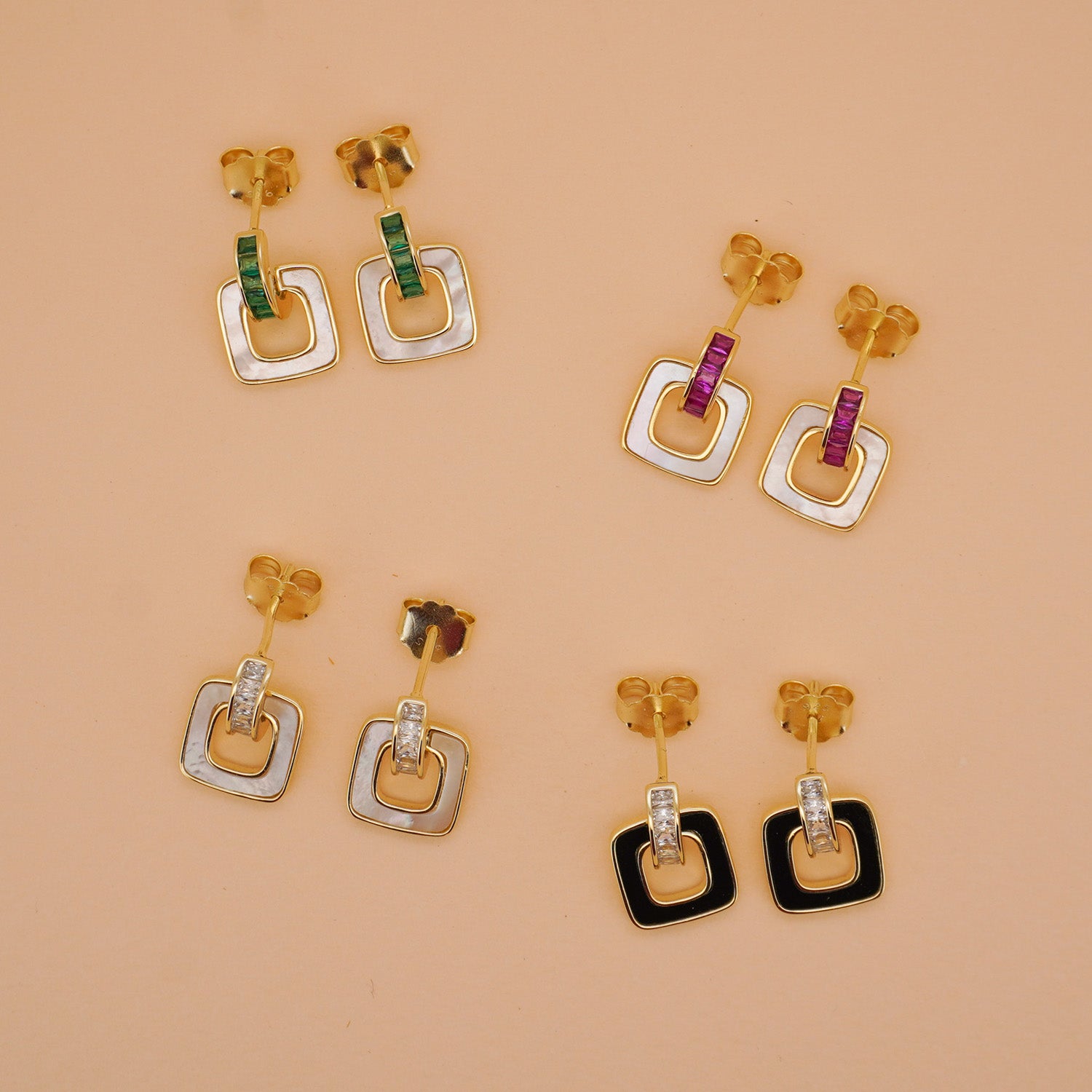 Mother of Pearl Square Stud Earrings