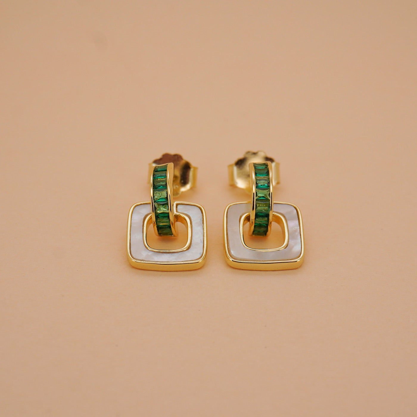 Mother of Pearl Square Stud Earrings