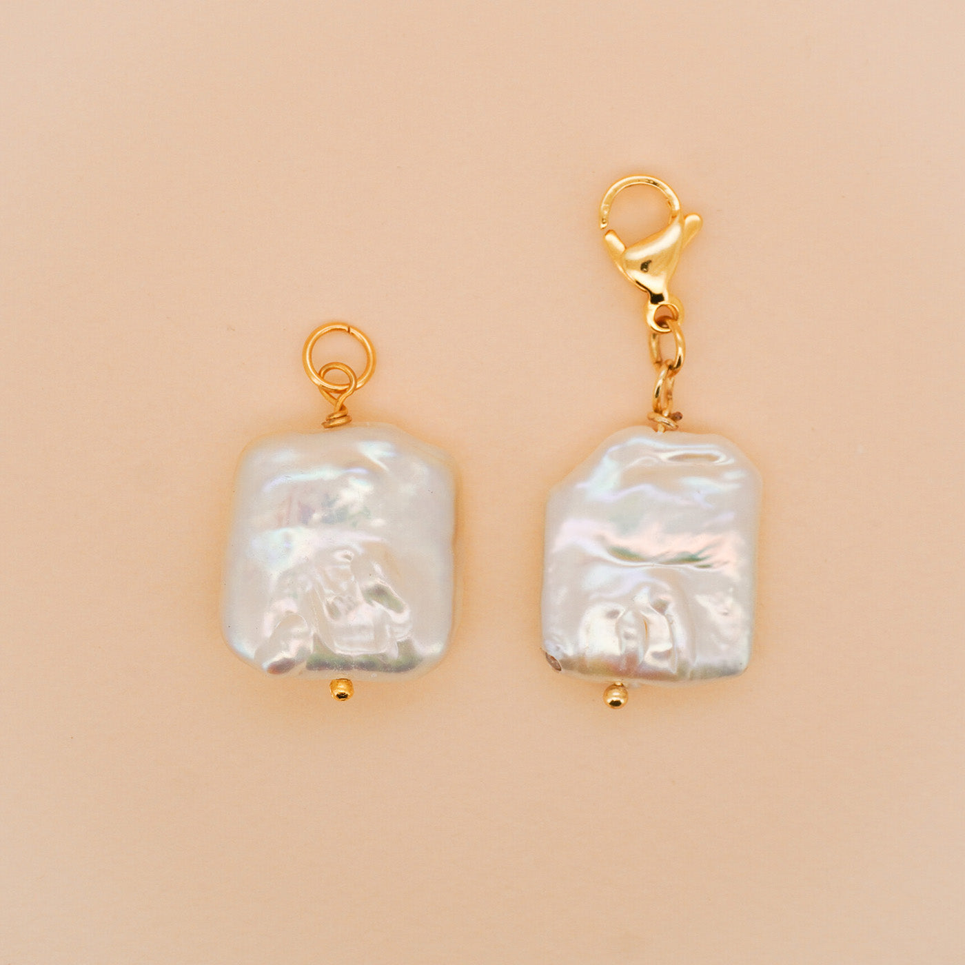 Square Baroque Pearl Necklace Charm