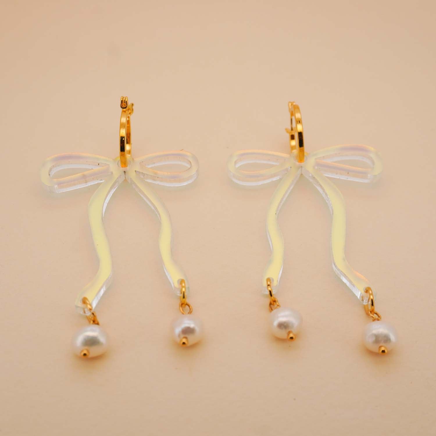 Bow Hoop Earrings in Frosted
