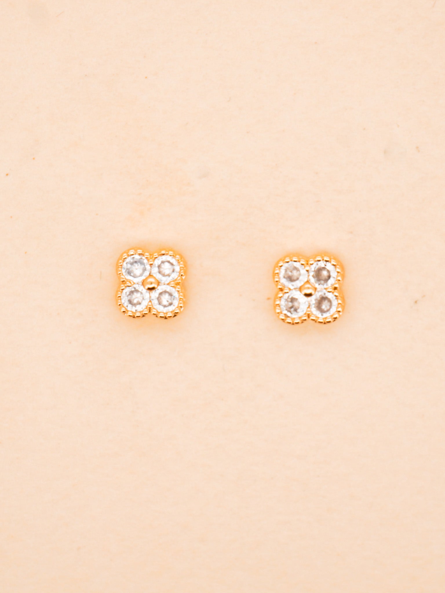 Sparkly Clover Stud Earrings
