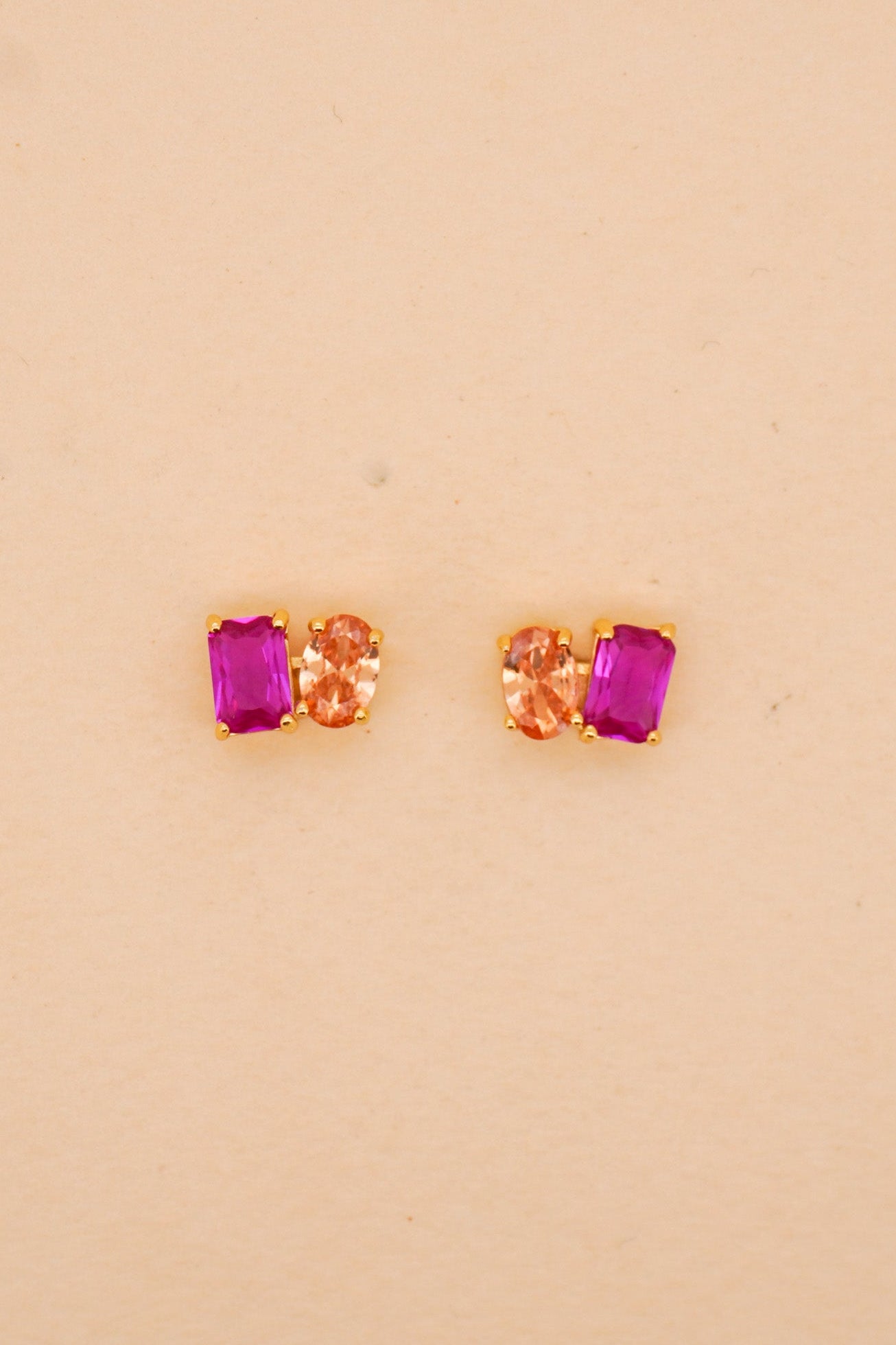 Stacked Zirconia Stud Earrings