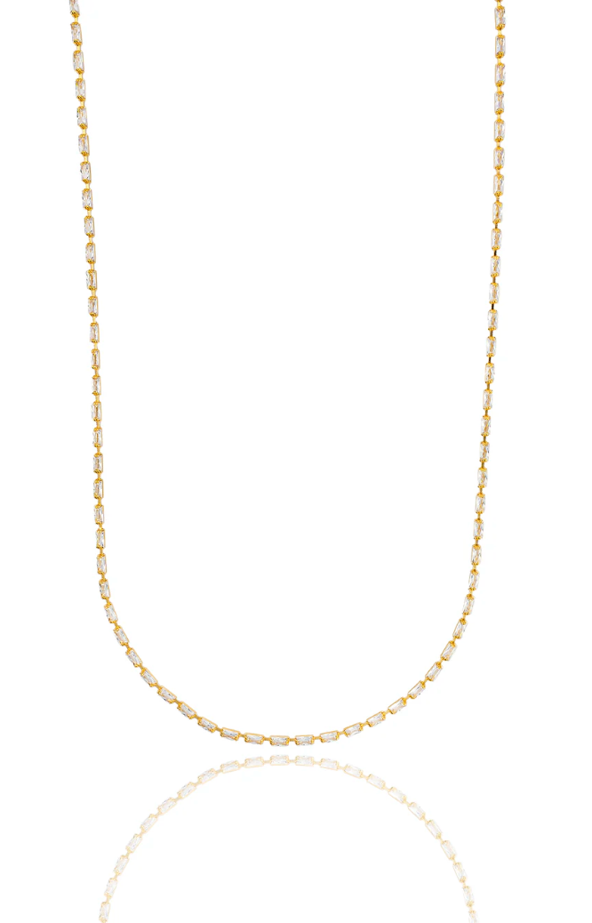 CZ Baguette Link Necklace