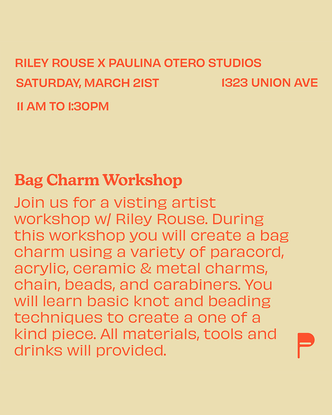 Bag Charm Workshop with Riley Rouse 03/21
