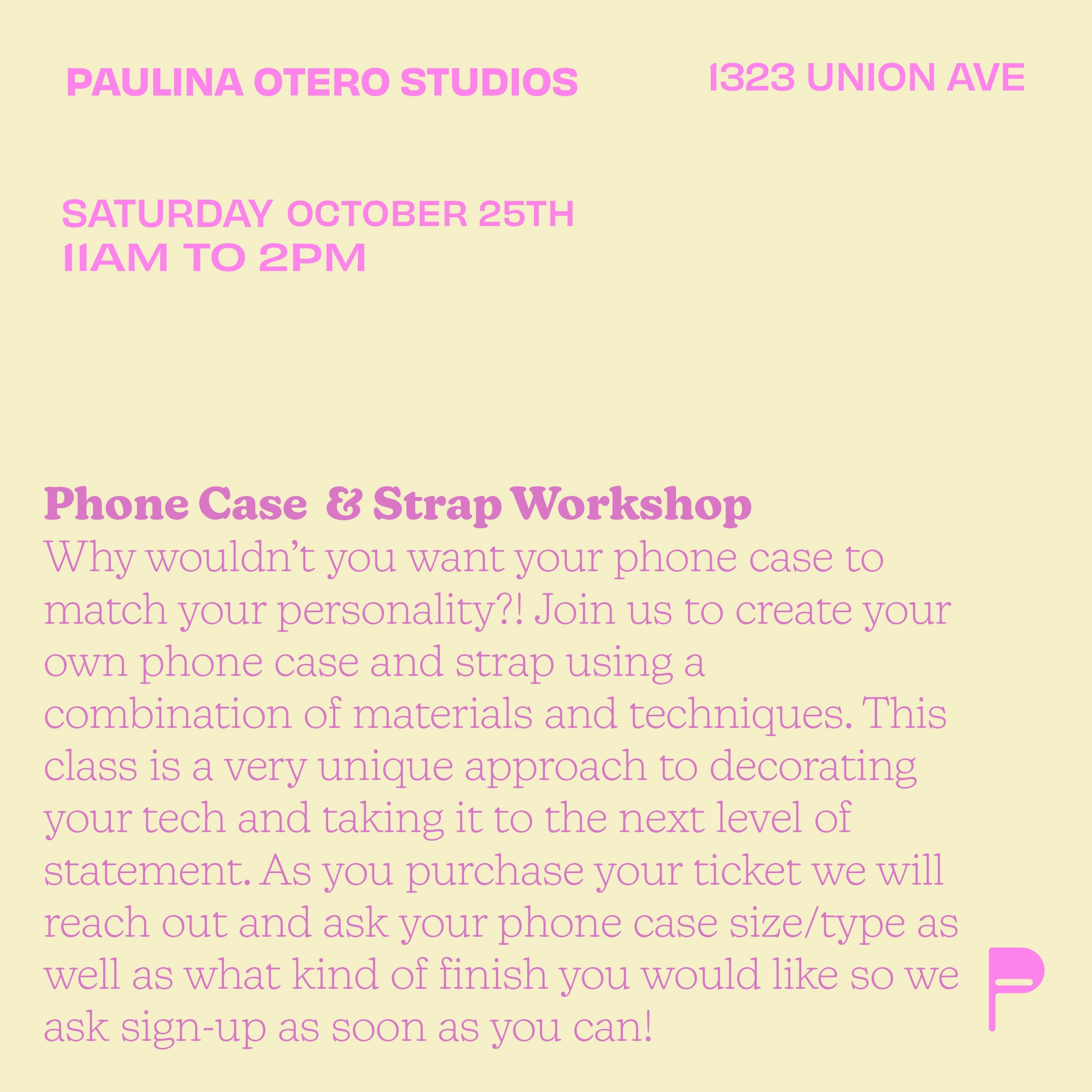 Phone Case & Strap Workshop 10/25