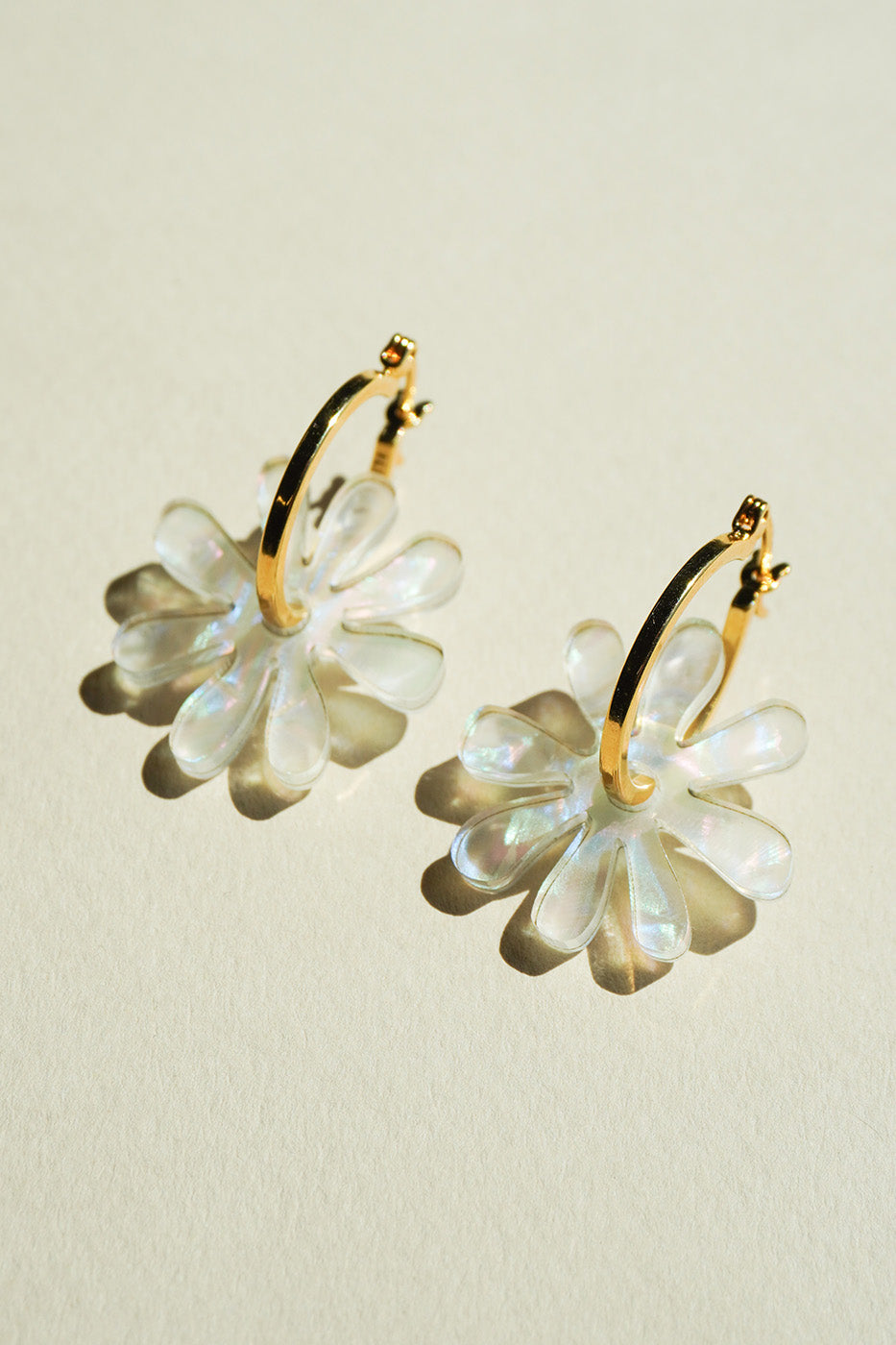 Flower Hoop Earrings in Opalite